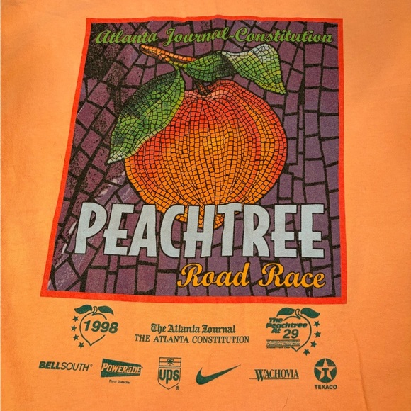 Vintage 1998 Atlanta Peachtree Road Race Orange T-Shirt - Picture 5 of 11